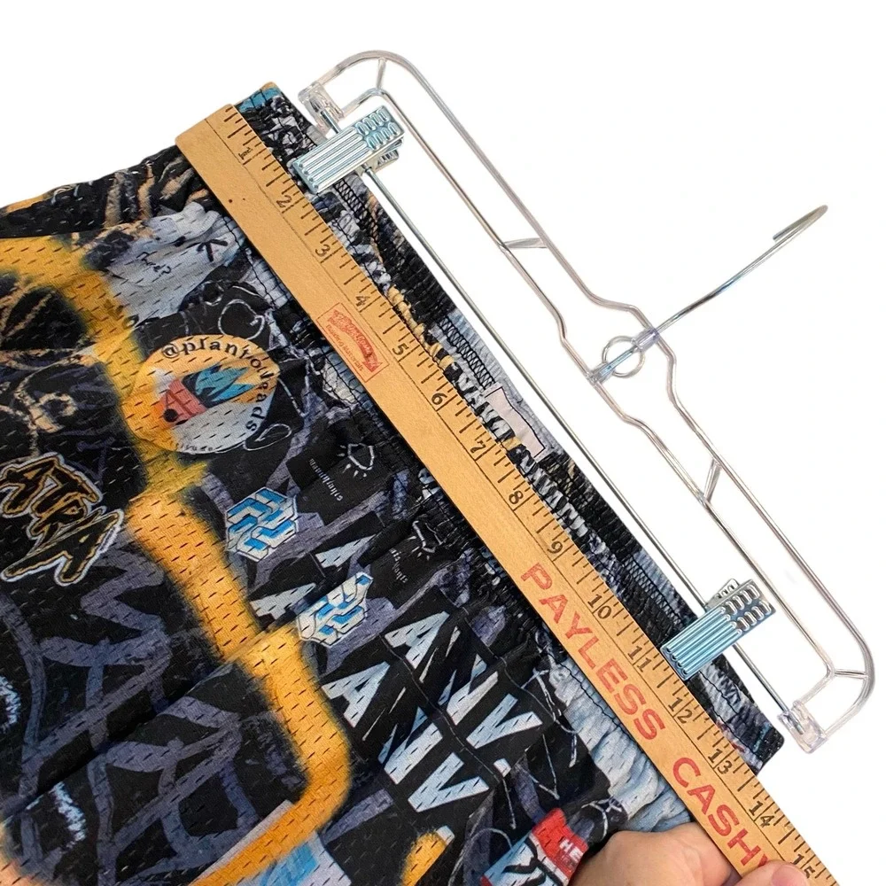 Inaka Power Graffiti Print Mesh Shorts Men Large Streetwear Athletic Drawstring - Picture 10 of 11